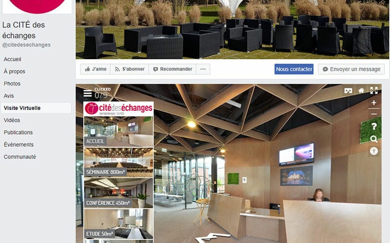 intégration de la visite virtuelle enrichie dans facebook