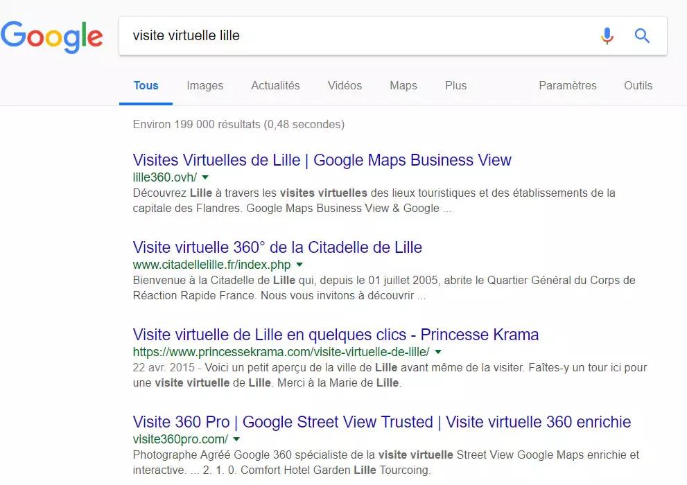 recherche Google visite virtuelle Lille
