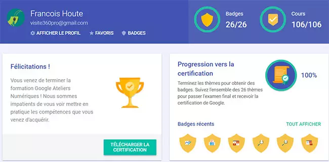 certification Google achevée