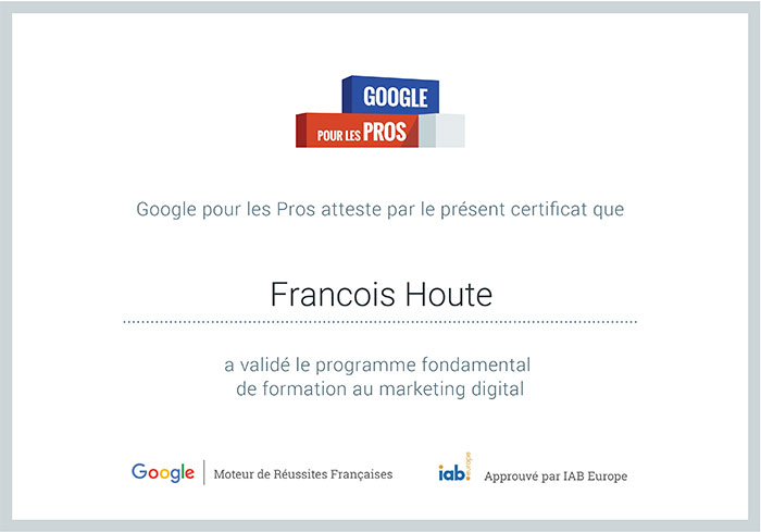 Certificat Google pour les pros
