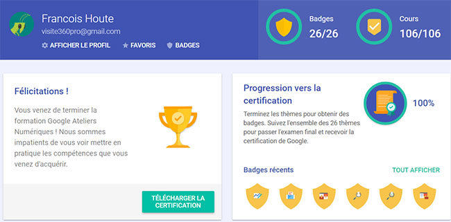 certification Google achevée